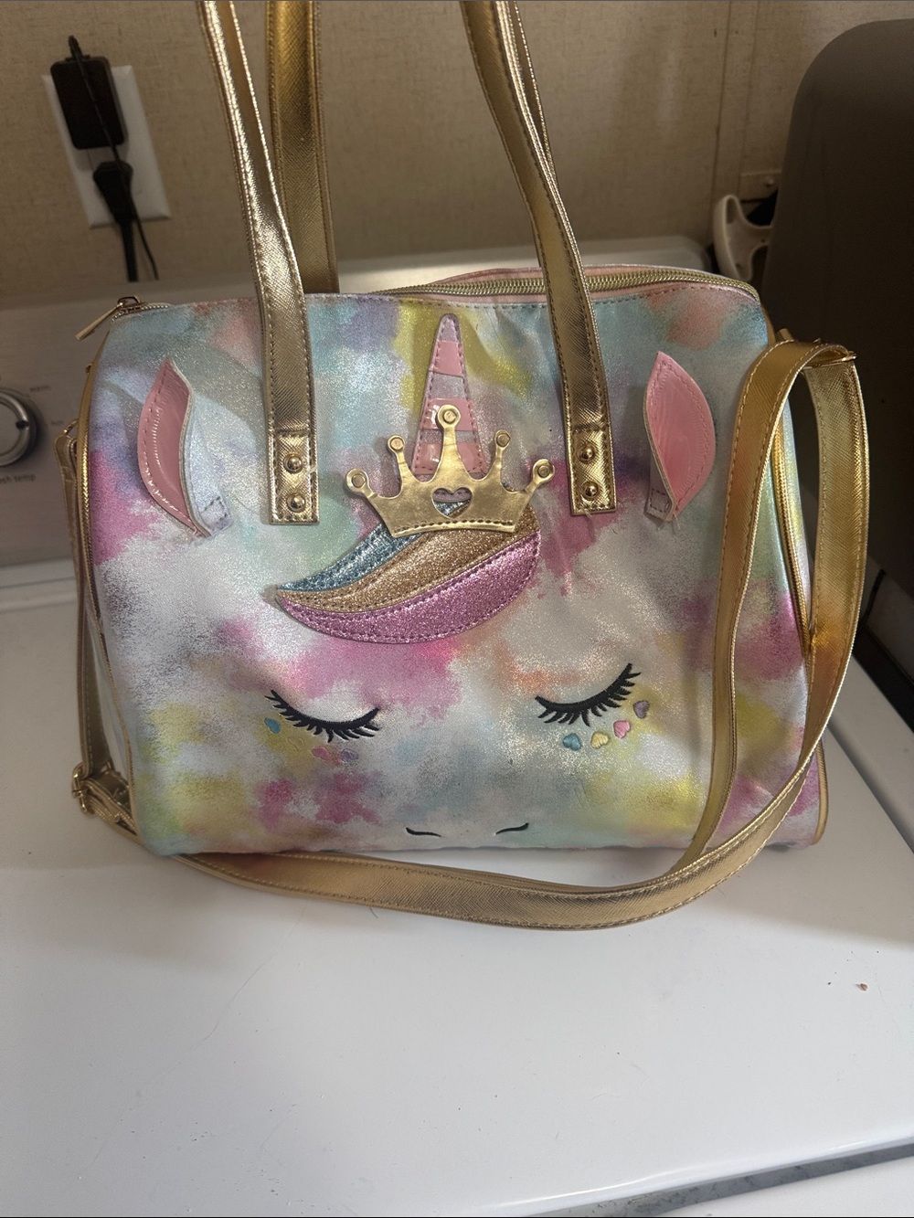 Under One Sky Pastel Unicorn Satchel with Gold Accents